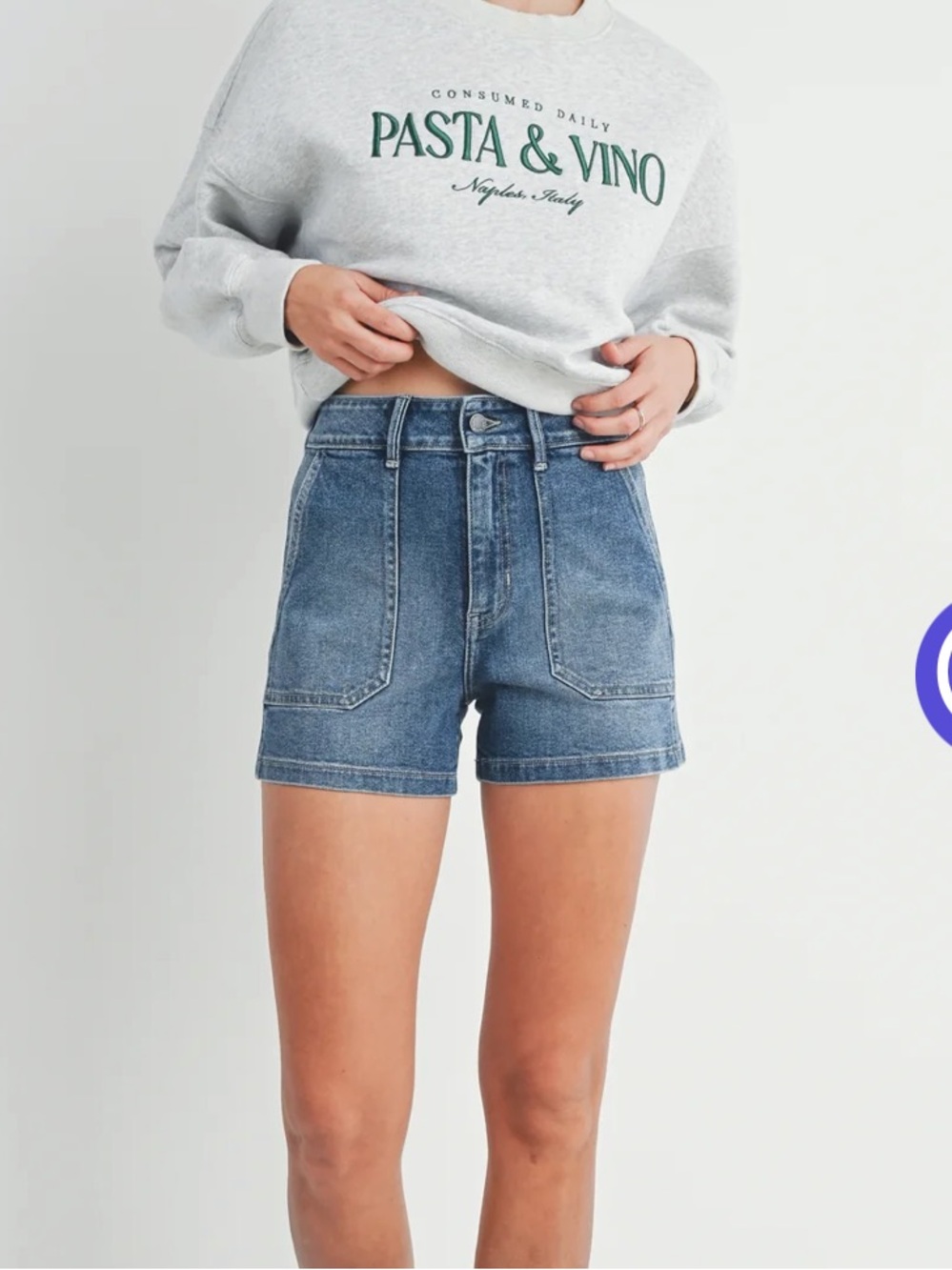 Just Black Light Blue High-Rise Denim Shorts